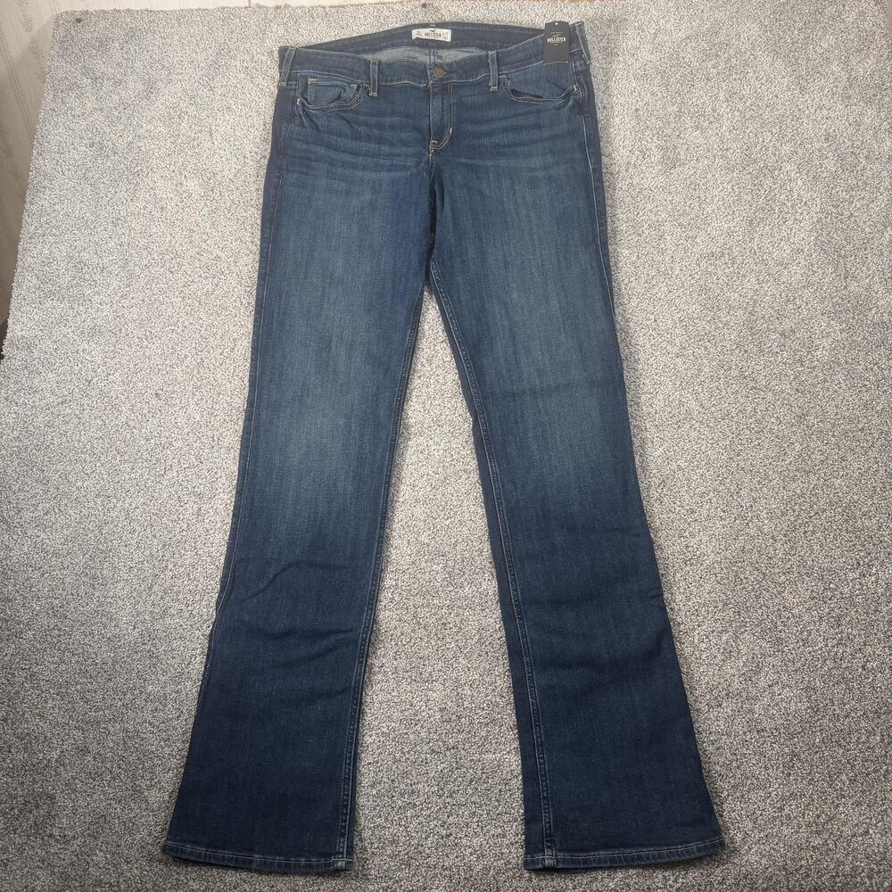 Hollister Bootcut Jeans Juniors 15L 34x33 Blue Mid Rise Stretch Denim Y2K